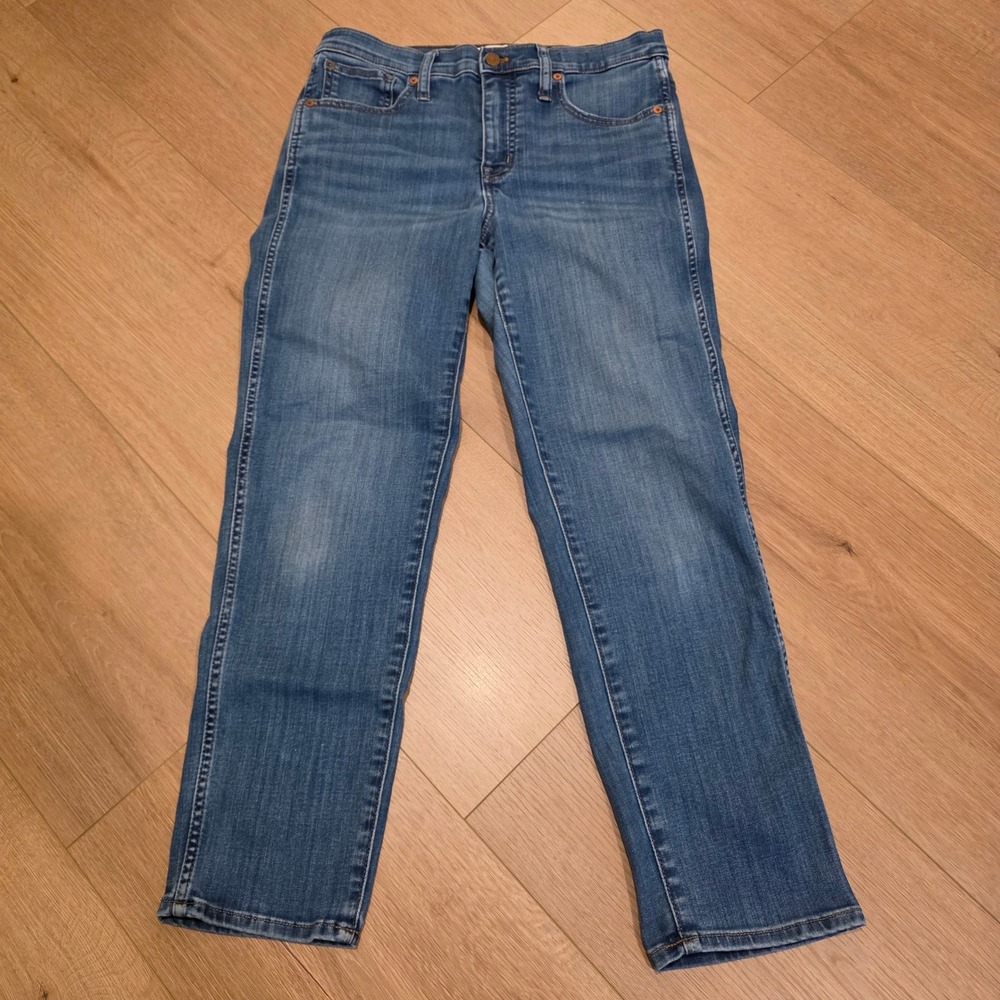 Madewell High-Rise Stovepipe Jeans Blue Medium Wash Straight Leg Denim Size 28